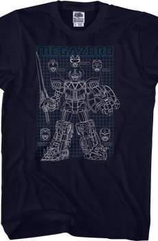 Schematic Megazord Mighty Morphin Power Rangers T-Shirt