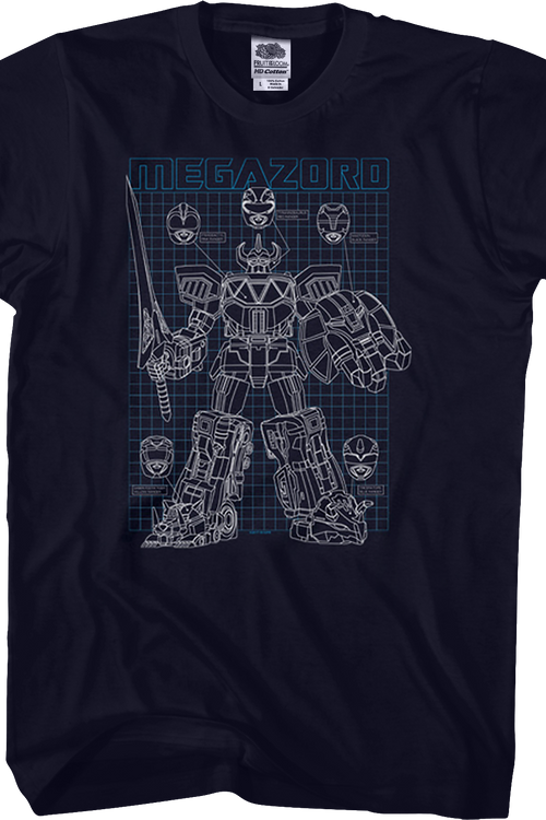 Schematic Megazord Mighty Morphin Power Rangers T-Shirtmain product image
