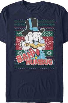 Scrooge McDuck Bah Humbug Faux Ugly Christmas Sweater Disney T-Shirt