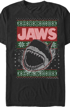 Shark Attack Faux Ugly Christmas Sweater Jaws T-Shirt