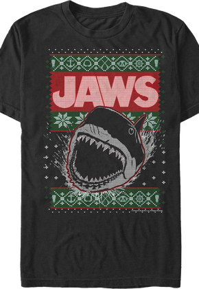 Shark Attack Faux Ugly Christmas Sweater Jaws T-Shirt