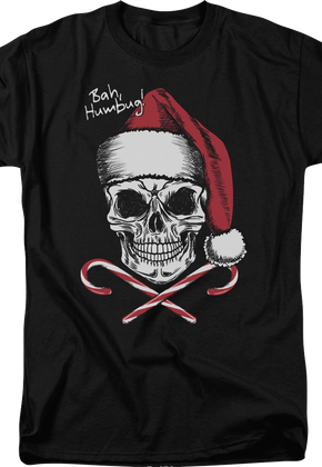 Skull And Candy Canes Bah Humbug T-Shirt