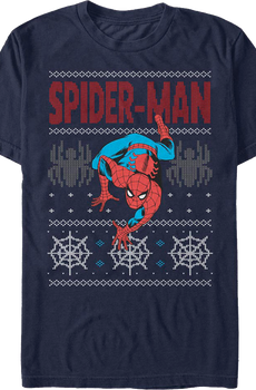 Spider-Man Faux Ugly Christmas Sweater Marvel Comics T-Shirt