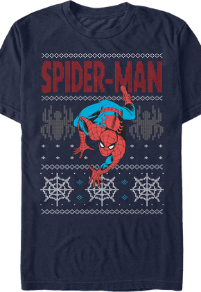Spider-Man Faux Ugly Christmas Sweater Marvel Comics T-Shirt