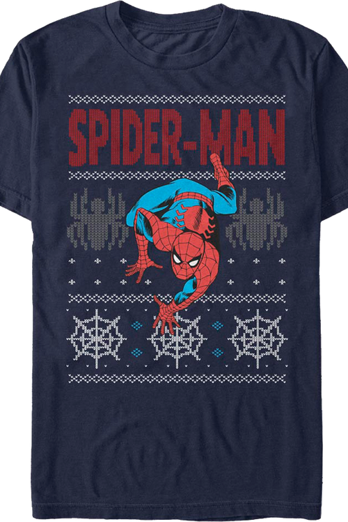 Spider-Man Faux Ugly Christmas Sweater Marvel Comics T-Shirtmain product image