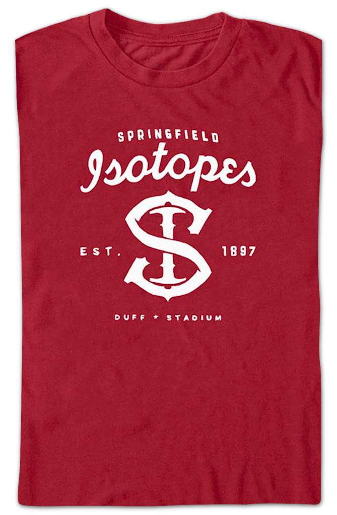 T-shirt de baseball Simpsons Isotopes rouge raglan logo T-shirt de baseball Simpsons Isotopes rouge raglan logo