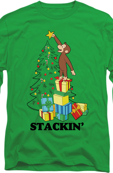 Stackin' Curious George Christmas Long Sleeve Shirt