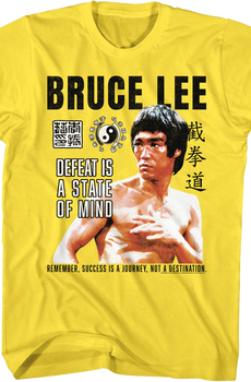 Vintage Yellow Defeat Is A State Of Mind Bruce Lee T-Shirt