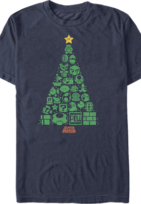 Super Mario Bros. Icons Christmas Tree Nintendo T-Shirt