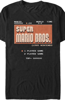 Super Mario Bros. Start Screen Nintendo T-Shirt