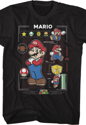 Super Mario Power Up Grid Nintendo T-Shirt
