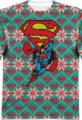 Superman Ugly Faux Christmas Sweater Long Sleeve Tee