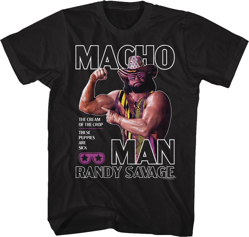 Maglietta Macho Man Randy Savage – T-shirt Uomo "Sick Puppies Need A Vet" Wrestling Legend