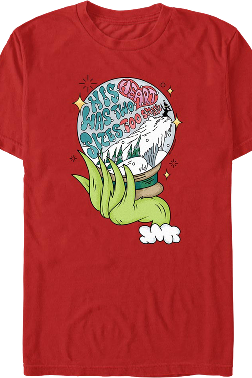 The Grinch Heart Size Snow Globe Dr. Seuss T-Shirtmain product image