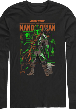 The Mandalorian And The Child Outlines Star Wars Long Sleeve Shirt