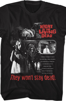 They Won't Stay Dead Collage Night Of The Living Dead T-Shirt