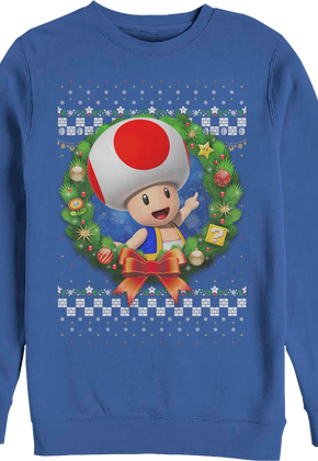 Toad Christmas Wreath Super Mario Bros. Sweatshirt