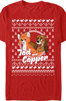The Fox and the Hound Faux Ugly Christmas Sweater Disney T-Shirt