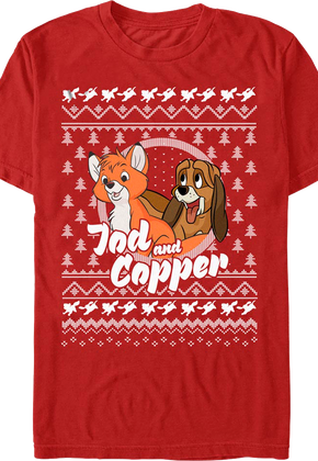 The Fox and the Hound Faux Ugly Christmas Sweater Disney T-Shirt
