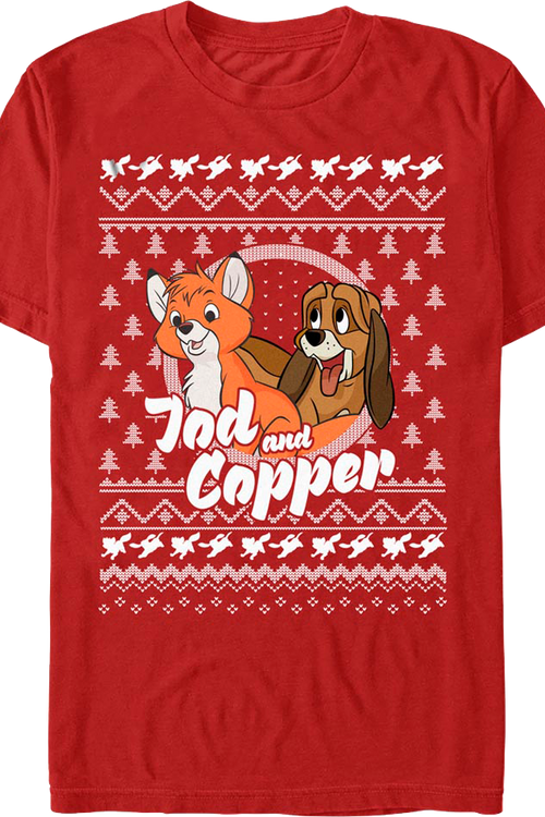 The Fox and the Hound Faux Ugly Christmas Sweater Disney T-Shirtmain product image