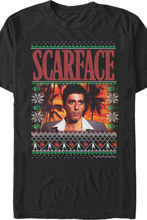 Tony Montana Faux Ugly Christmas Sweater Scarface T-Shirtmain product image