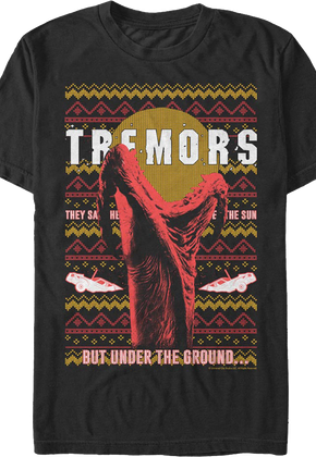 Under The Ground Faux Ugly Christmas Sweater Tremors T-Shirt