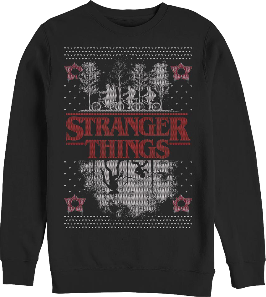 Upside Down Faux Ugly Christmas Sweater Stranger Things