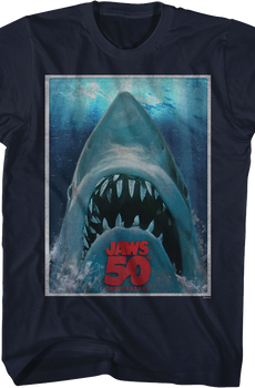 Vintage 50th Anniversary Poster Jaws T-Shirt