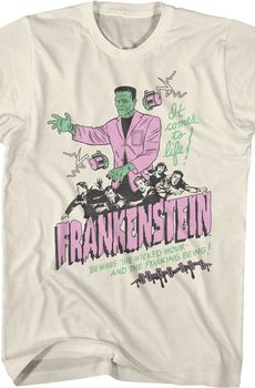 Vintage It Comes To Life Illustration Frankenstein T-Shirt