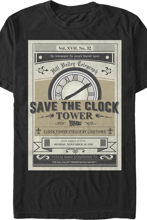Vintage Save The Clock Tower Back To The Future T-Shirtmain product image