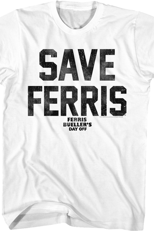 White Distressed Save Ferris Bueller T-Shirtmain product image