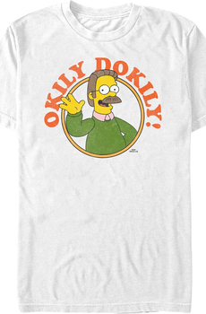 White Ned Flanders Okily Dokily Simpsons T-Shirt