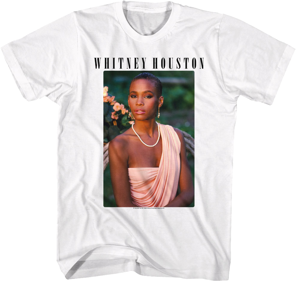 Whitney Houston 90s Homage Portrait T-Shirt - Official Licensed Unisex Tee In White - View #5