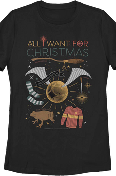 Womens All I Want For Christmas Harry Potter Shirt