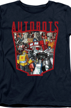 Womens Autobots Logo Collage Transformers Shirt