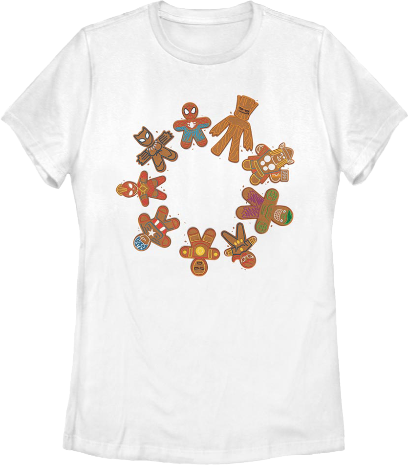 Womens Avengers Gingerbread Cookies Marvel Comics Shirt