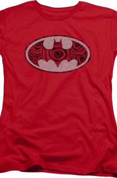 Womens Batman Red Rose Logo DC Comics Shirt