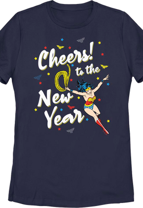 Womens Cheers to the New Year Wonder Woman DC Comics Shirt