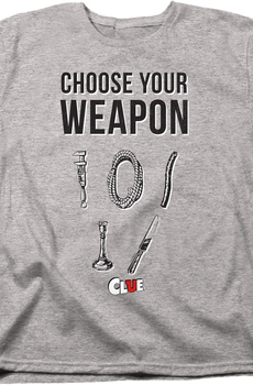 Womens Choose Your Weapon Clue Shirt