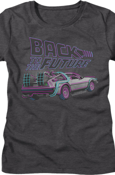Womens DeLorean Neon Outline Back To The Future Shirt