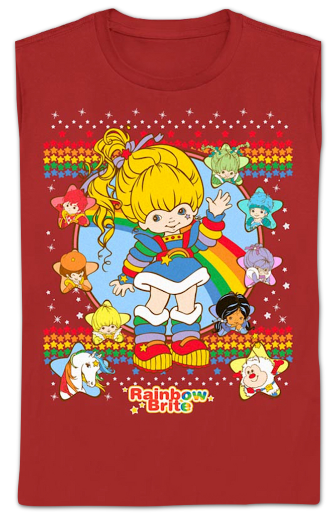Womens Red Faux Ugly Sweater Rainbow Brite Shirt