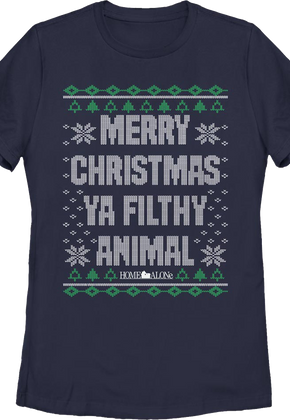 Womens Filthy Animal Faux Ugly Sweater Home Alone Shirt