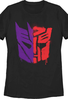 Womens Graffiti Split Logos Transformers Shirt