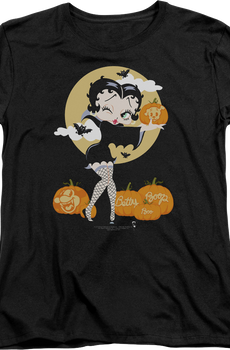 Womens Halloween Pumpkin Patch Betty Boop Shirt