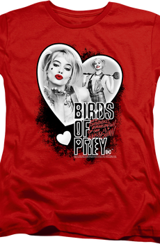 Womens Harley Quinn Heart Collage Birds Of Prey Shirt