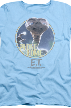 Womens Light Blue Phone Home ET Shirt