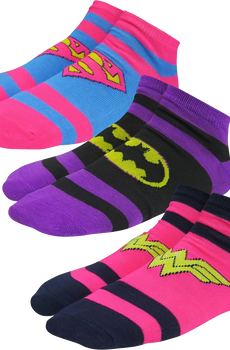 Womens Low-Cut Supergirl Batgirl Wonder Woman 3-Pack DC Comics Socks