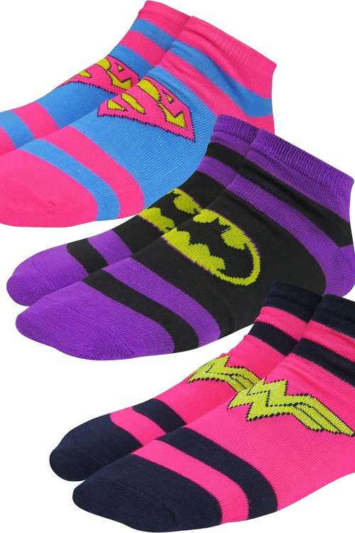 Womens Low-Cut Supergirl Batgirl Wonder Woman 3-Pack DC Comics Socksmain product image