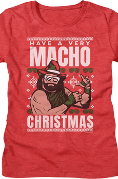 Womens Macho Christmas Faux Ugly Sweater Macho Man Randy Savage Shirt