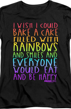 Womens Mean Girls Cake Filled With Rainbows Shirt